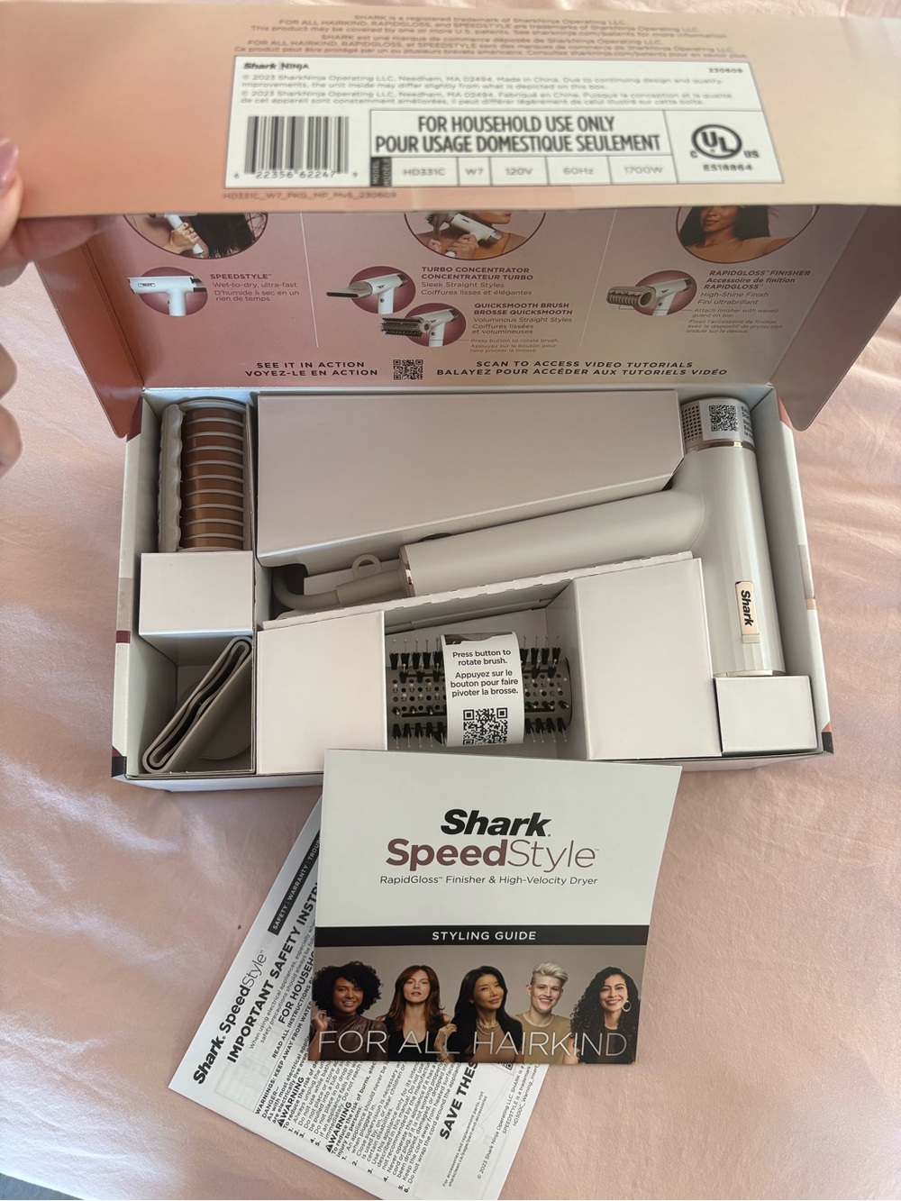 Shark SpeedStyle RapidGloss Hair Dryer in White and Rose Gold